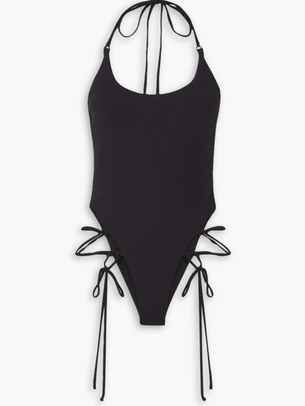 ATTICO 
Tie Detailed Ribbed One Piece Swimsuit